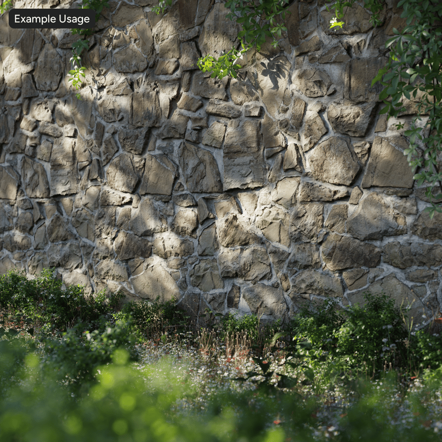 Kết cấu tường đá gồ ghề vữa thô