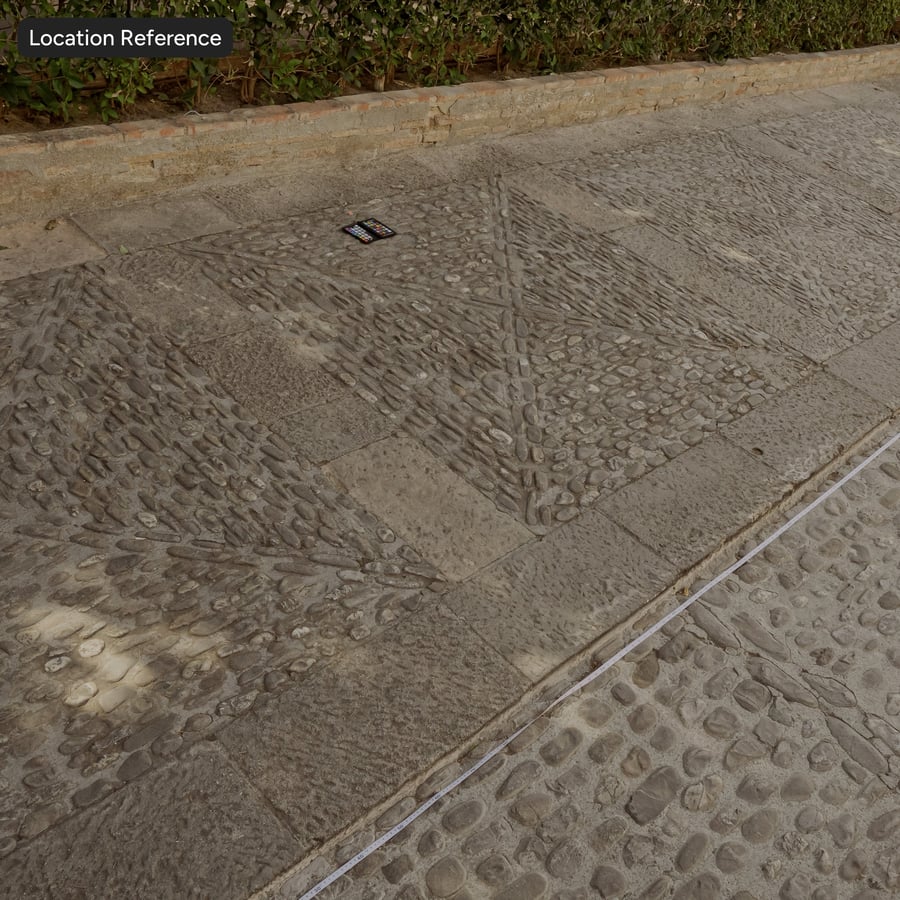 Texture décorative de trottoir en pavés