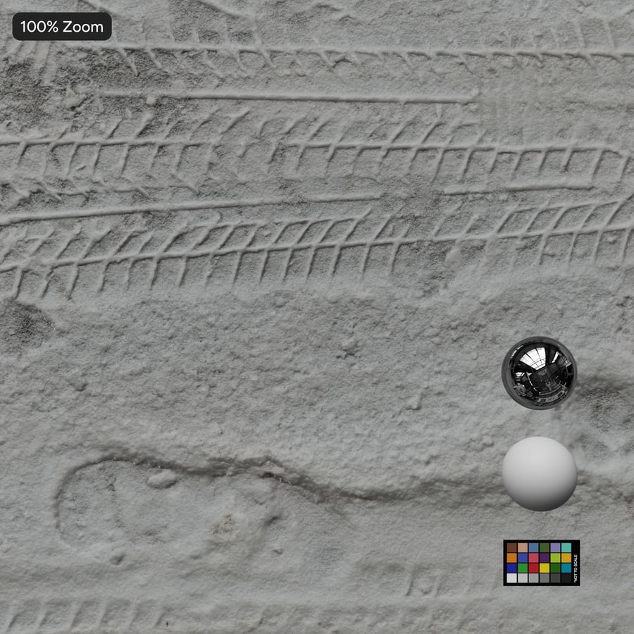 Footprint and Tire Track Snow Texture