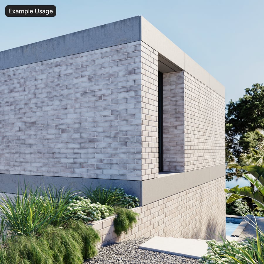 Whitewashed Reclaimed Running Bond Brick Wall Texture,
