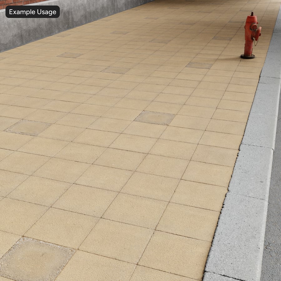 Worn Square Stack Aggregate Stone Sidewalk Texture, Yellow