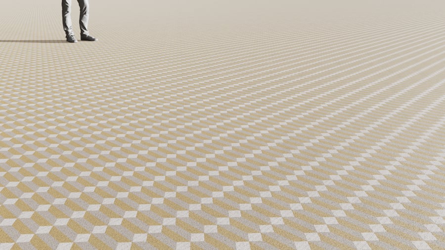 Tapete de lã com textura geométrica às riscas, mostarda