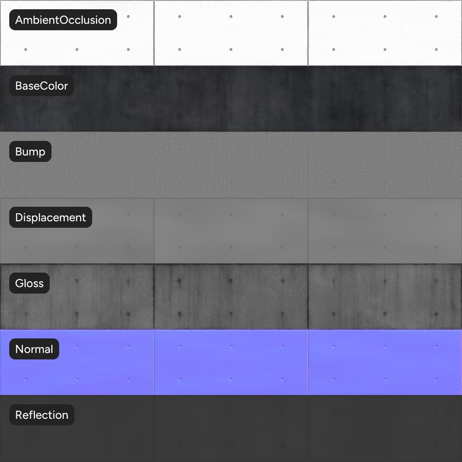 Textura de betão envelhecido mate com furos de fixação, cinzento acinzentado
