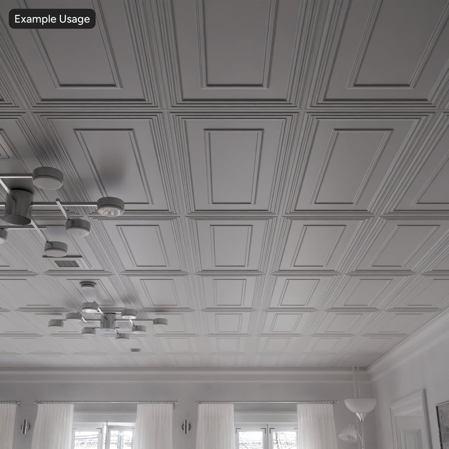 Dalle décorative rectangulaire texture plafond, blanche