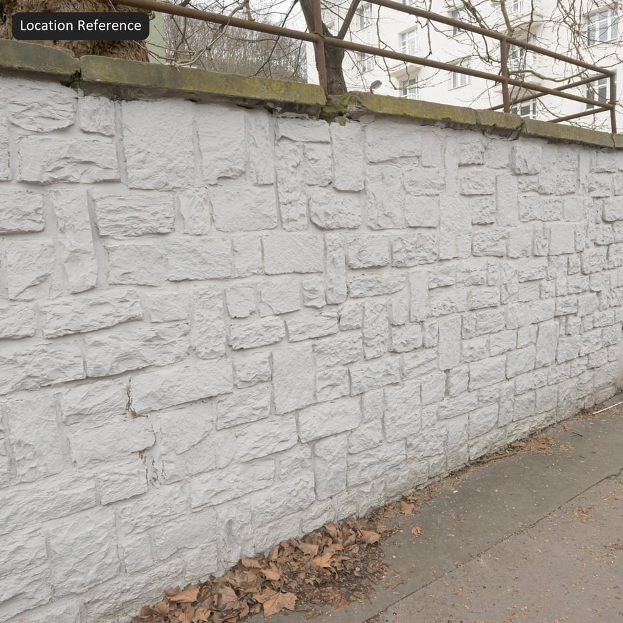 Painted Rubble Stone Wall Texture, White