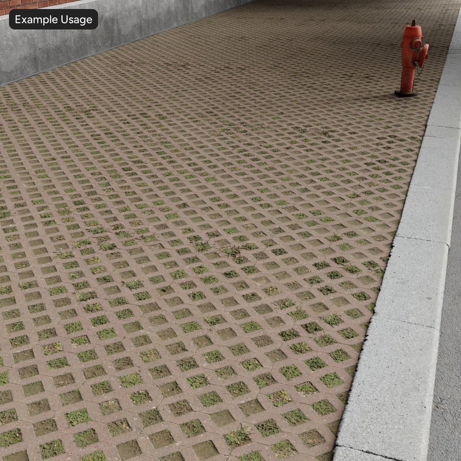 Grass on Diamond Patterned Eco Stone Paver Texture