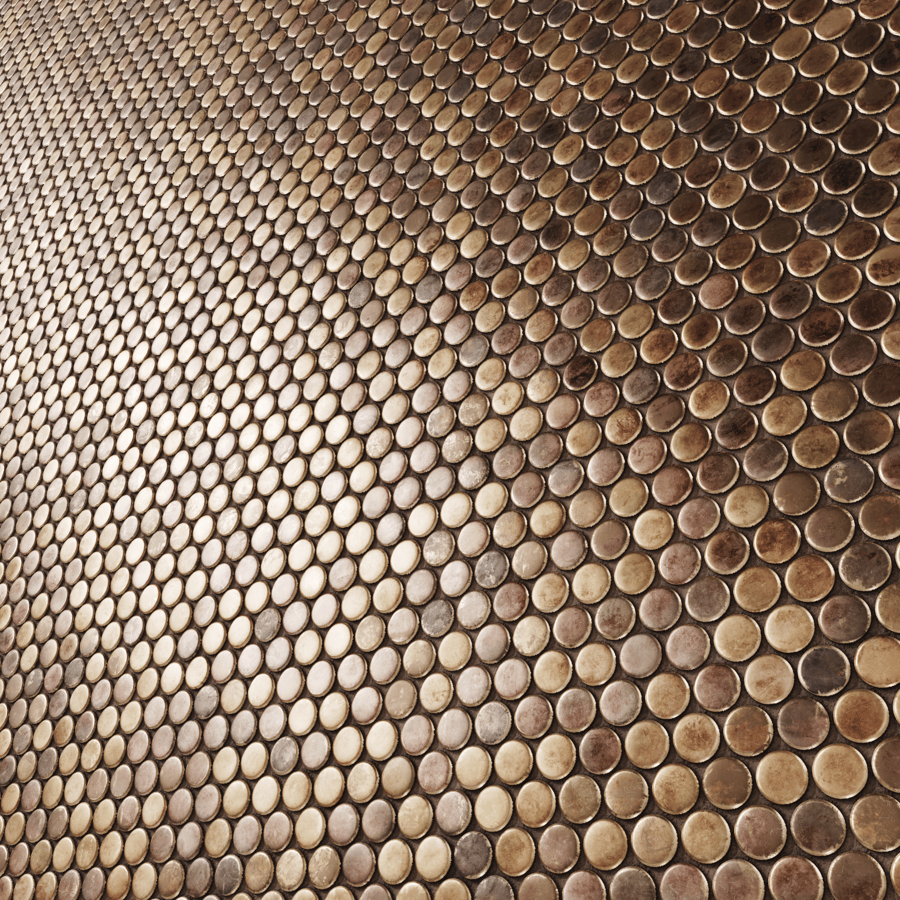 Textura de azulejo redondo em cobre mate,
