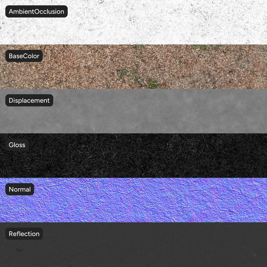 Mulch auf Waldtextur, beige