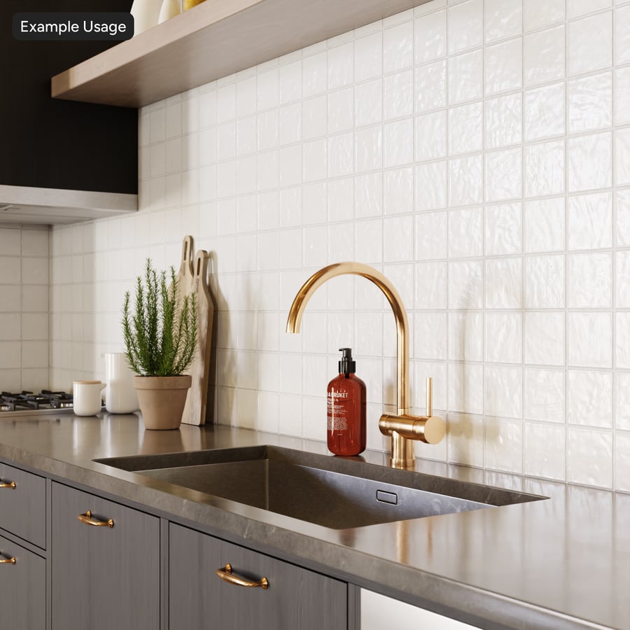 Textura de azulejo quadrado Zellige brilhante, branco