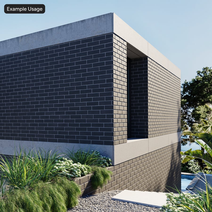 Sandfaced Running Bond Bond Brick Wall Texture, Black