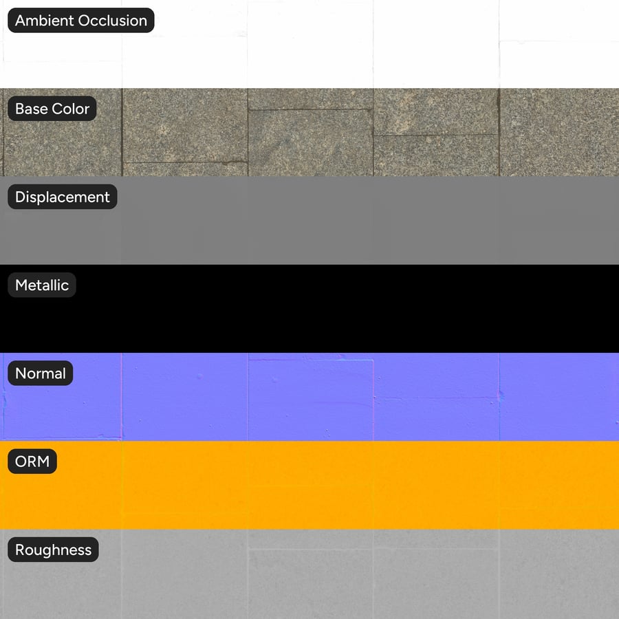 Running Bond Granite Sidewalk Paving Texture, Grey