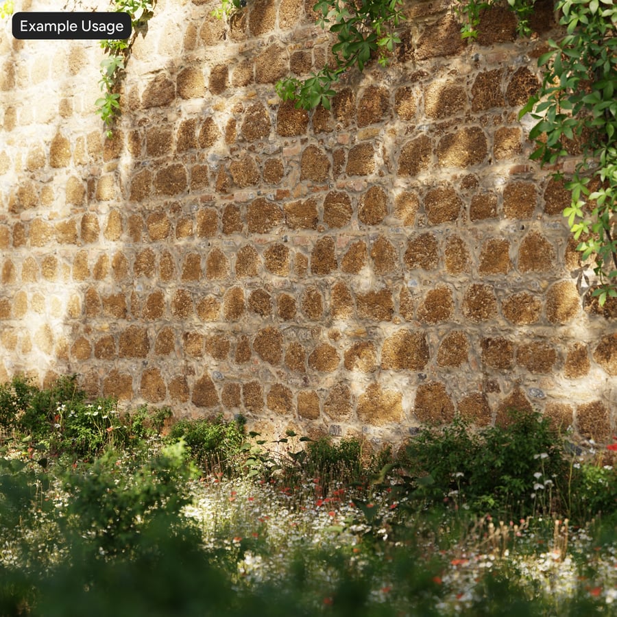 Plastered Cobblestone Wall Texture, Beige