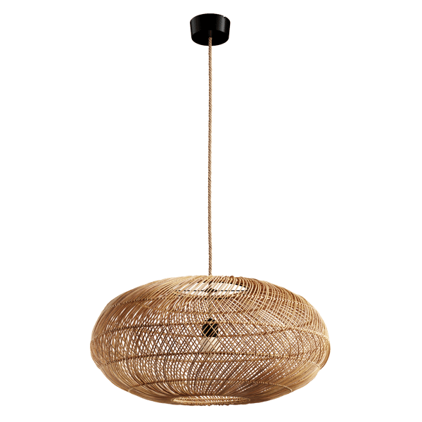 Okrągła wiklinowa bambusowa lampa wisząca Model