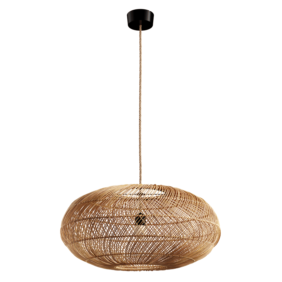 Round Wicker Bamboo Pendant Light Model