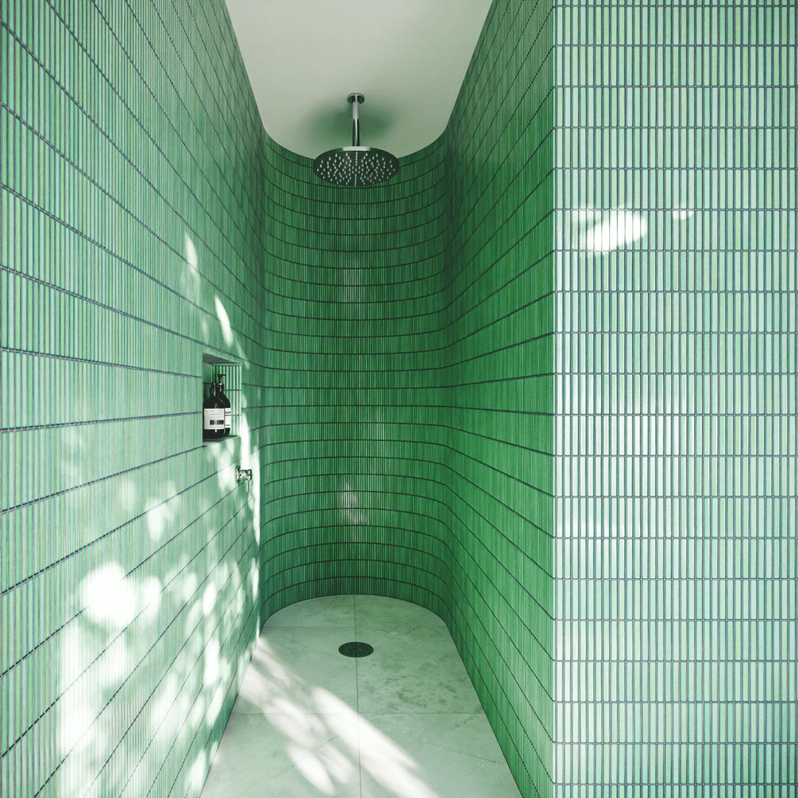 Textura de azulejo cerâmico brilhante Yubi, verde mar