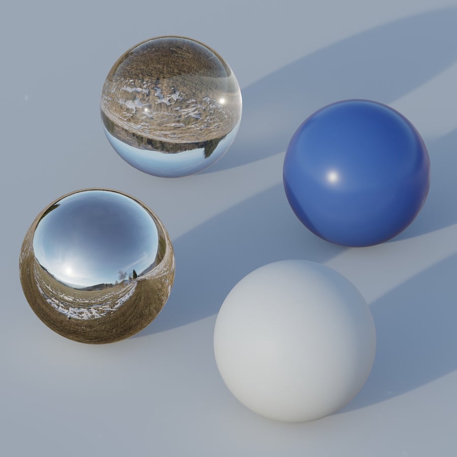 HDRI d’un sentier de montagne enneigé par ciel dégagé