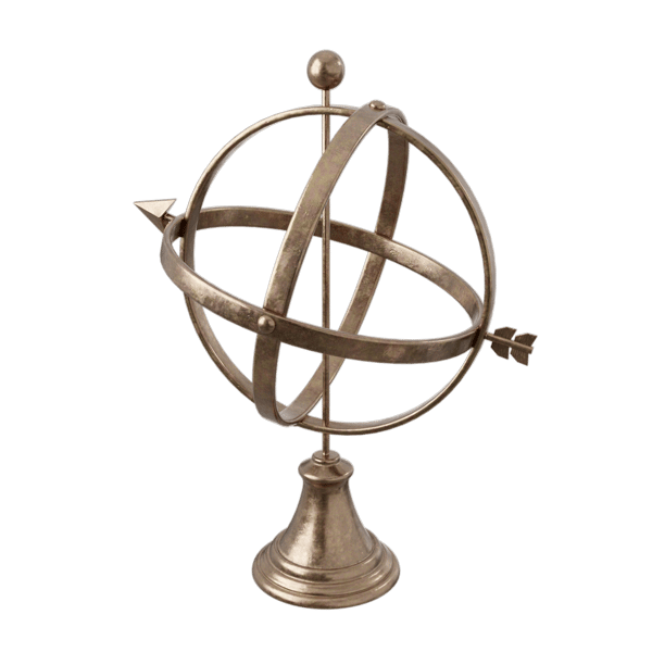 Brushed Brass Arrow Globe Sculpture Home Decor Model