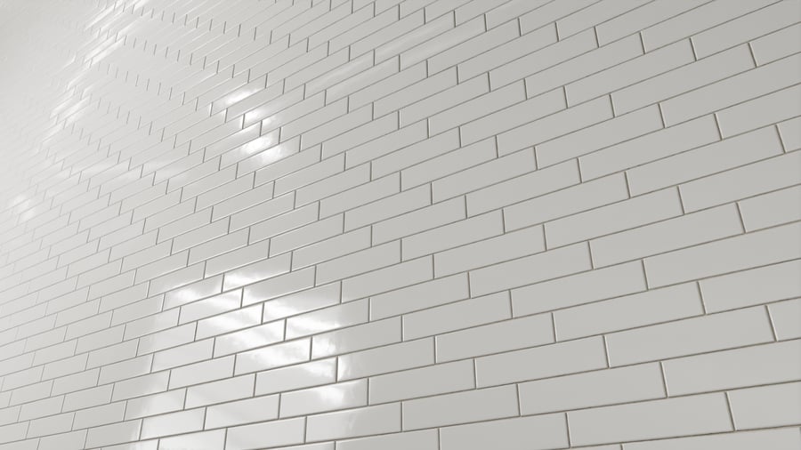 Glossy Stepped Subway Tile Texture, White
