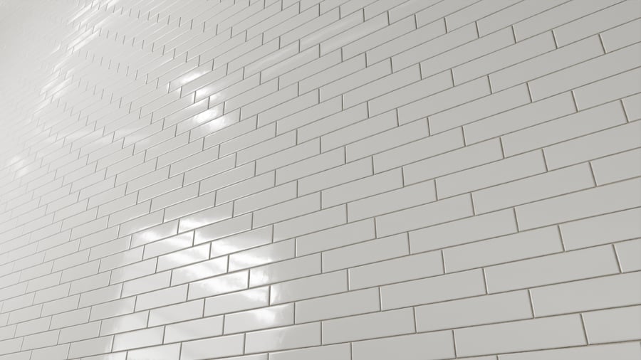 Textura de azulejo cerâmico brilhante retangular com desvio, marfim