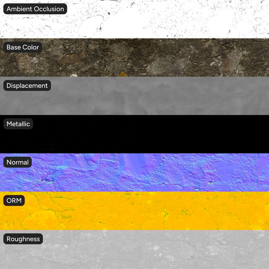 Mossy Stone Wall Texture, Dark Brown