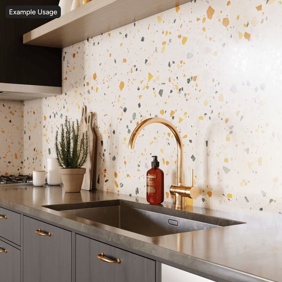 Speckled Pastel Rainbow Terrazzo Texture, White