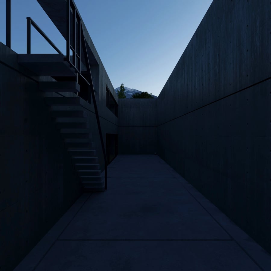 Montanhas nevadas, hora azul, céu limpo, HDRI ao ar livre