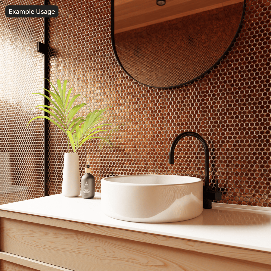 Плитка Penny Round Copper Glossy Tile Texture