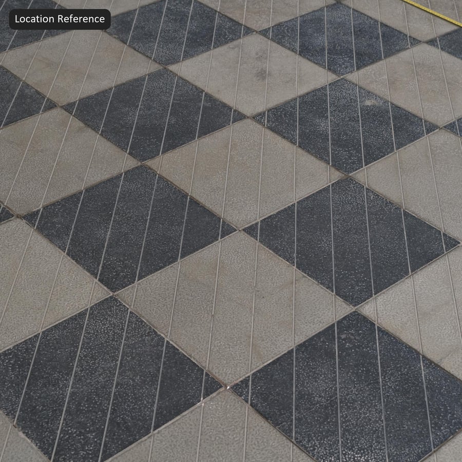Satranç Desenli Dökme Çimento Parke Dokusu, Gri ve Siyah