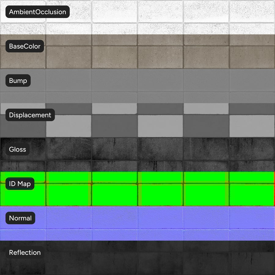 Protruding Checkerboard Concrete Block Wall Texture