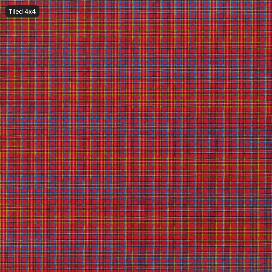 Tartan Pamuklu Ekose Kumaş Dokusu, Kırmızı