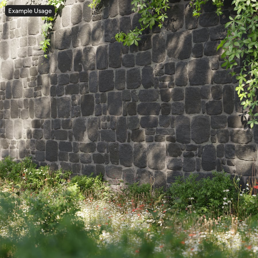 Old Stone Block Wall Texture, Faded Black