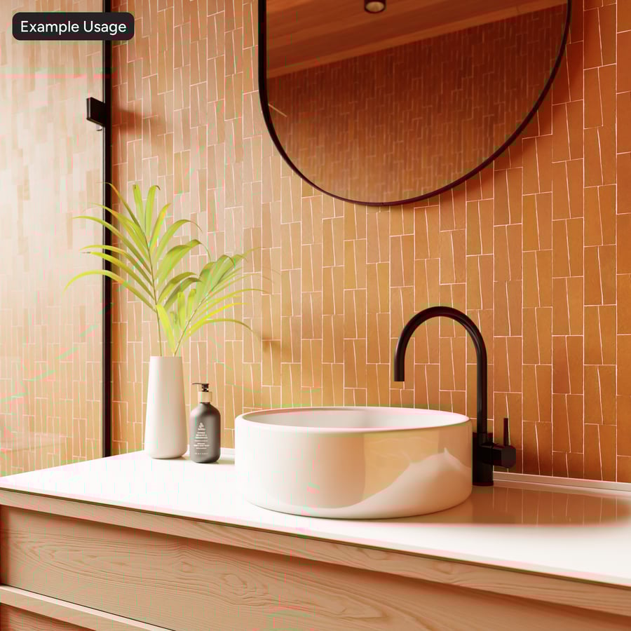 Trapezoidal Zellige Matte Tile Texture, Orange