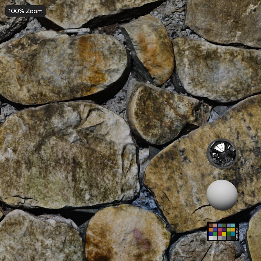 Rubble Stone Wall Texture, Mossy Tan
