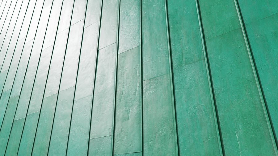 Vertical Copper Patina Roof Tiles Texture, Green