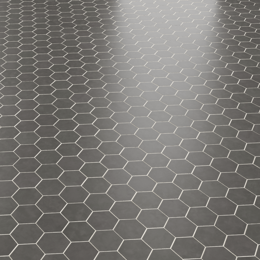 Textura de azulejo cerâmico hexagonal mate, cinzento escuro