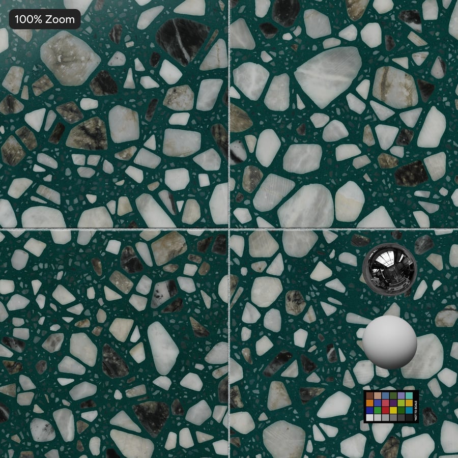 Square Terrazzo Tile Texture, Green