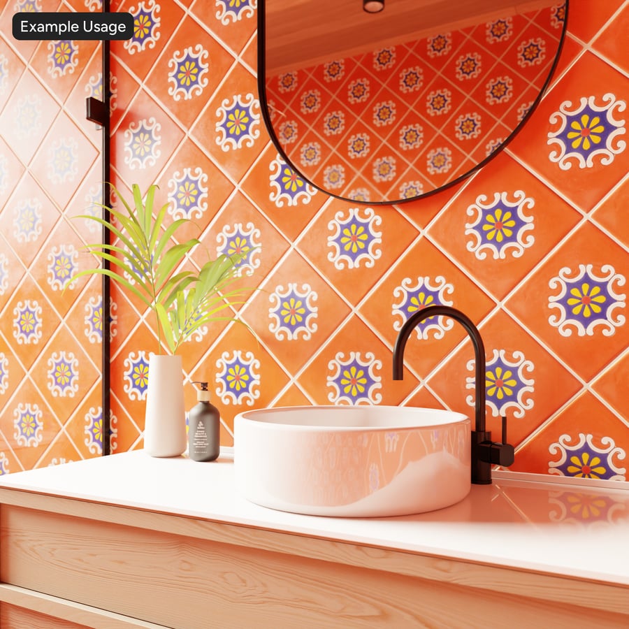 Diamond Talavera Ceramic Tile Texture, Red