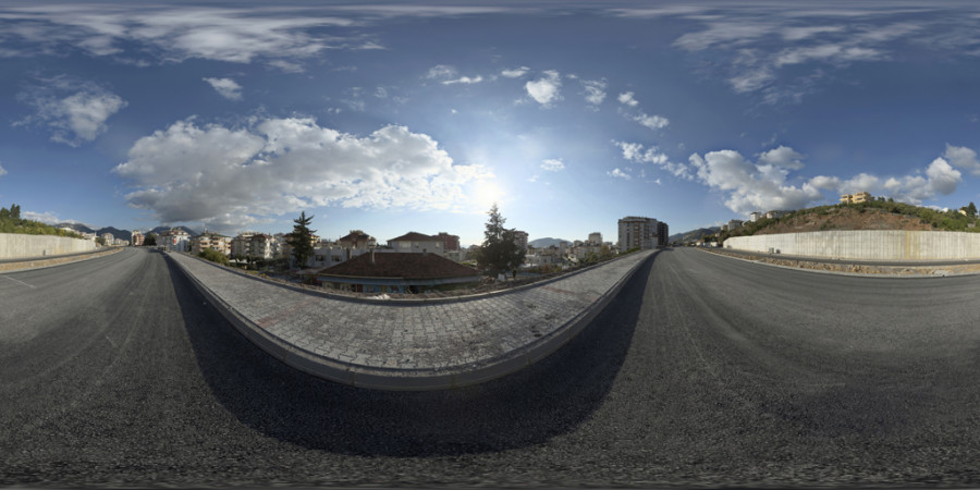 Lightly Cloudy Day Residential Road Outdoor Sky HDRI
