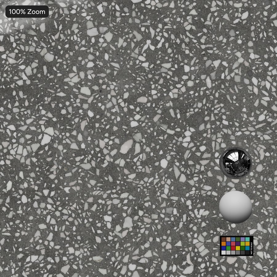 Polished Slab Venetian Terrazzo Texture, Dark Grey