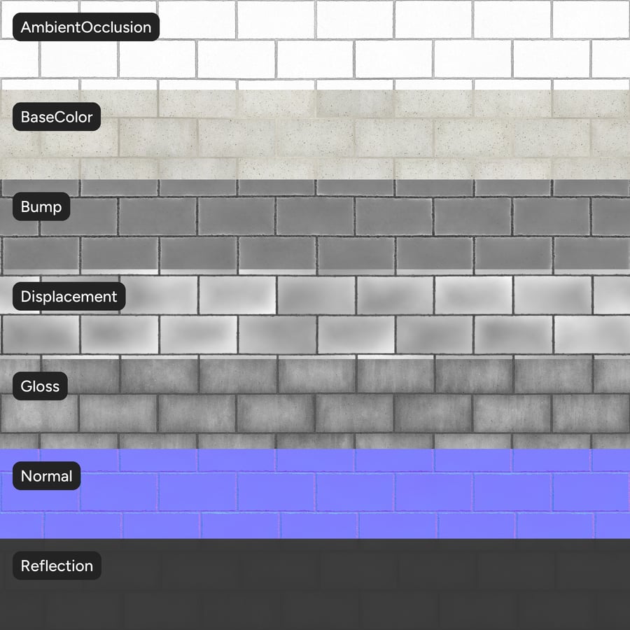 Dragfaced Running Bond Brick Wall Texture, White
