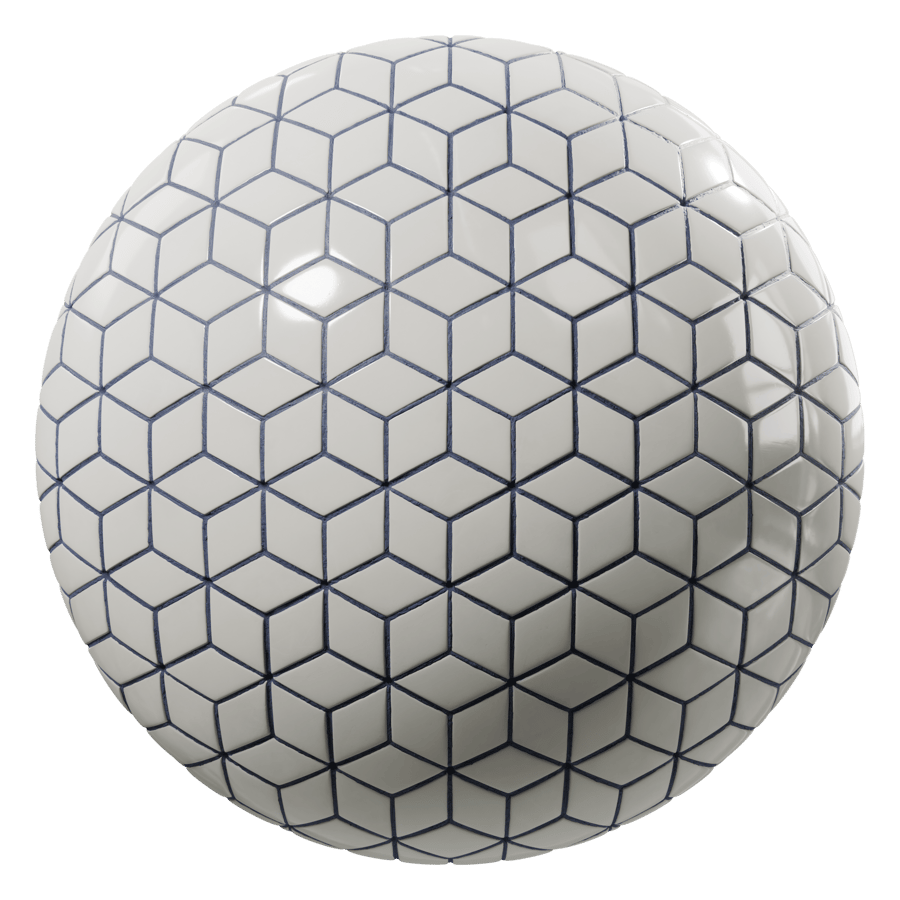 Glossy Rhombus Ceramic Tiles Texture, White