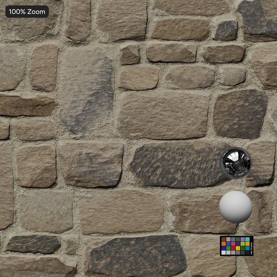 Old Rubble Stone Wall Texture, Beige & Grey