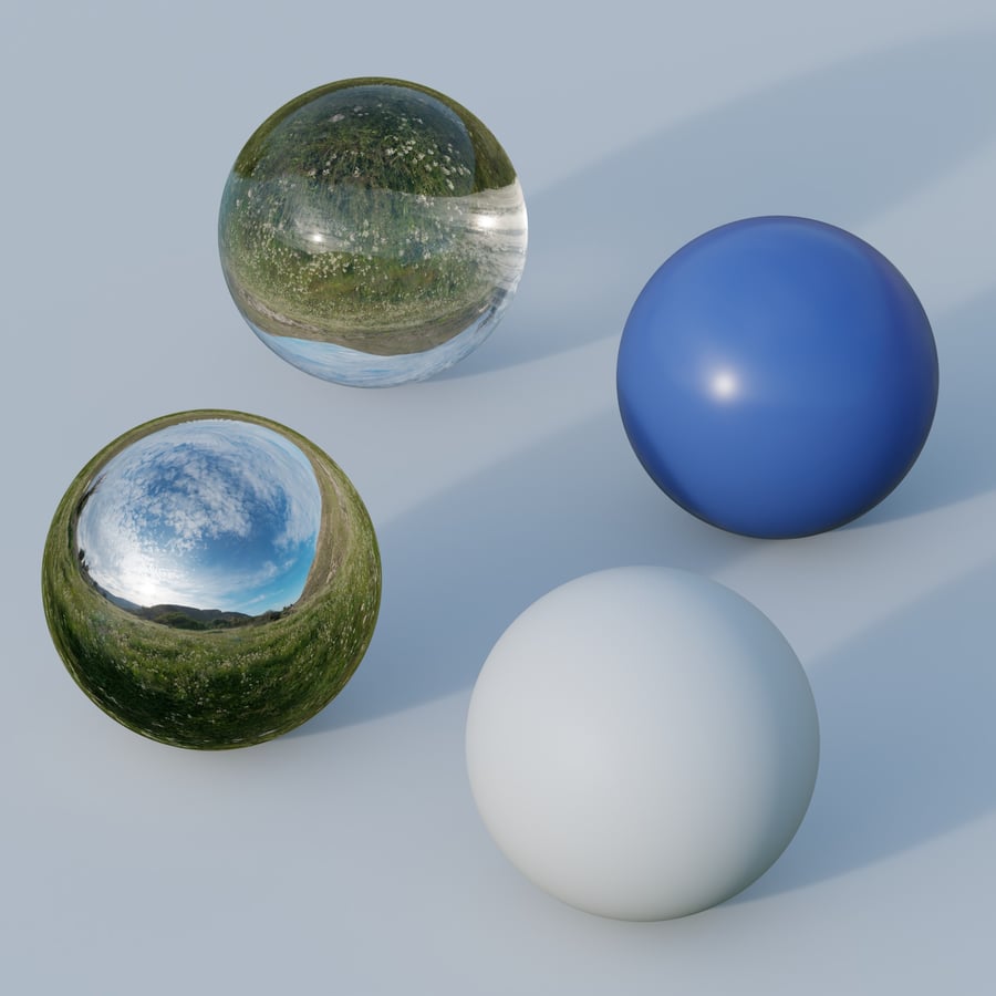 HDRI oblohy divokej lúky počas zamračeného popoludnia