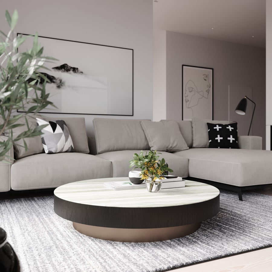 Réplica em mármore Zebrino Minotti Mesa de centro Manhattan Modelo