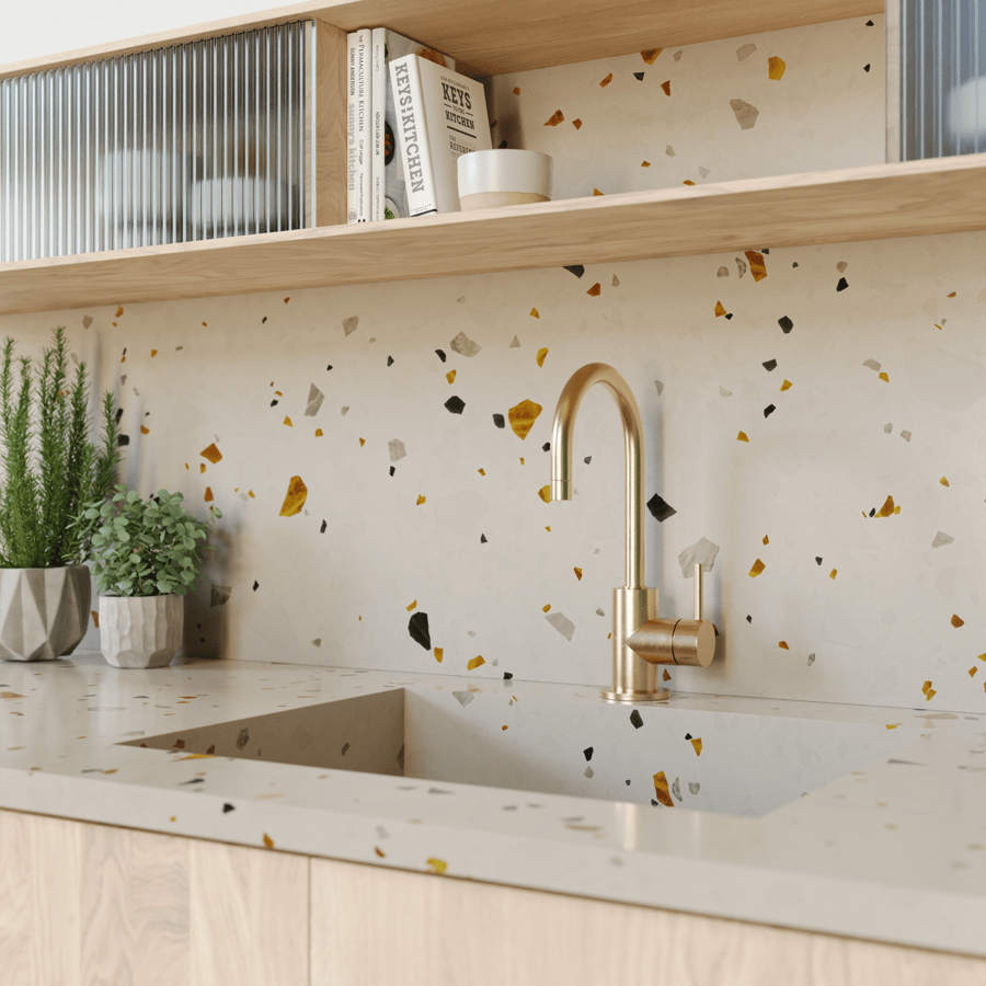 Palladiana Mustard Terrazzo Texture, Beige