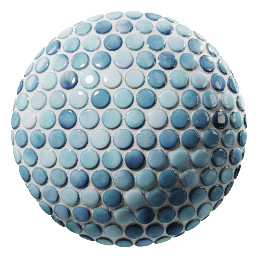 Random Pattern Penny Round Tile Texture, Blue