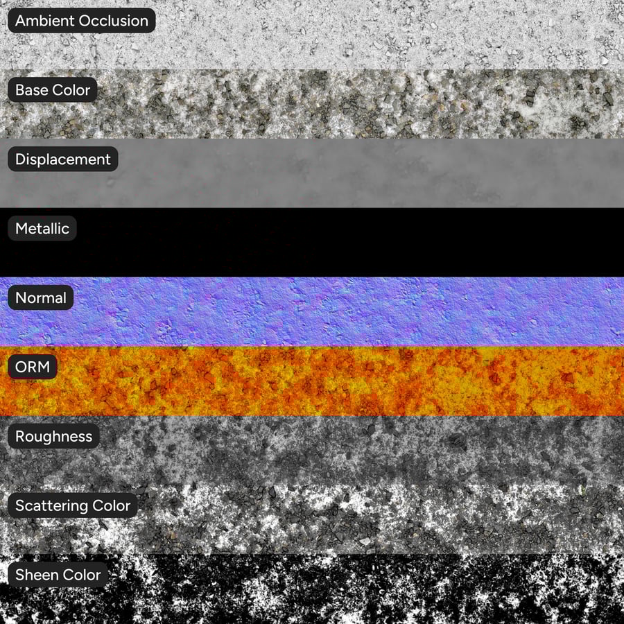 Snow on Mixed Gravel Texture