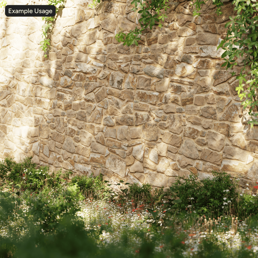 Weathered Rubble Stone Wall Texture, Yellow