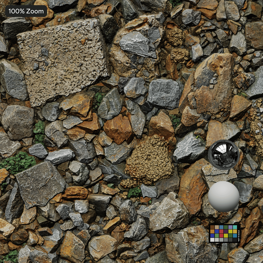 Loose Demolition Rubble and Rock Texture, Grey and Brown