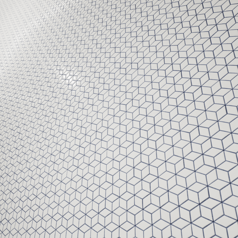 Rhombus Ceramic Glossy Tile Texture, White